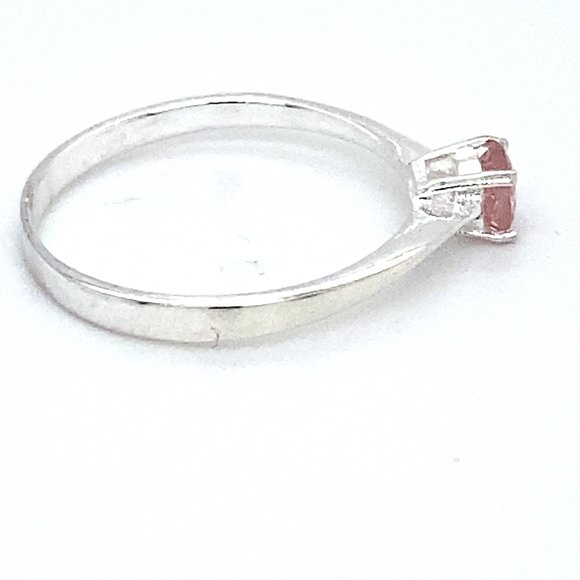 Morganite .22ct Platinum Finish Solid Silver Ring - Picture 4 of 7